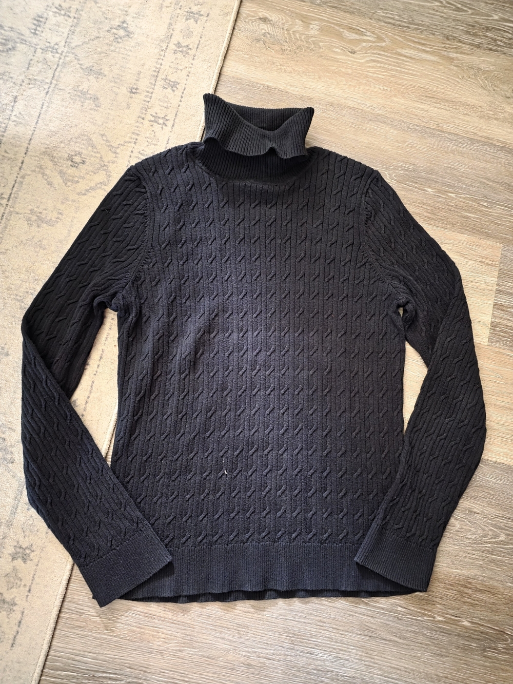 Talbots Black Cable Turtleneck Sweater